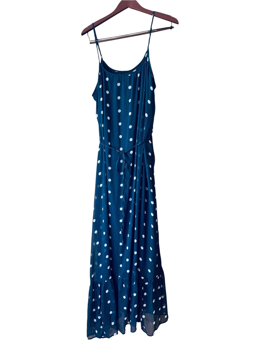 EUC Old Navy The Occasion XL Tall Navy White Polka Dot Maxi Dress